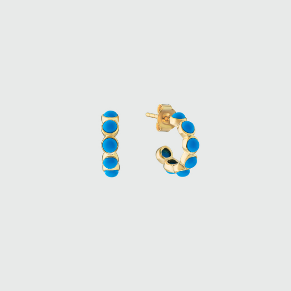 Ortigia Mini Turquoise & Gold Vermeil Hoop Earrings