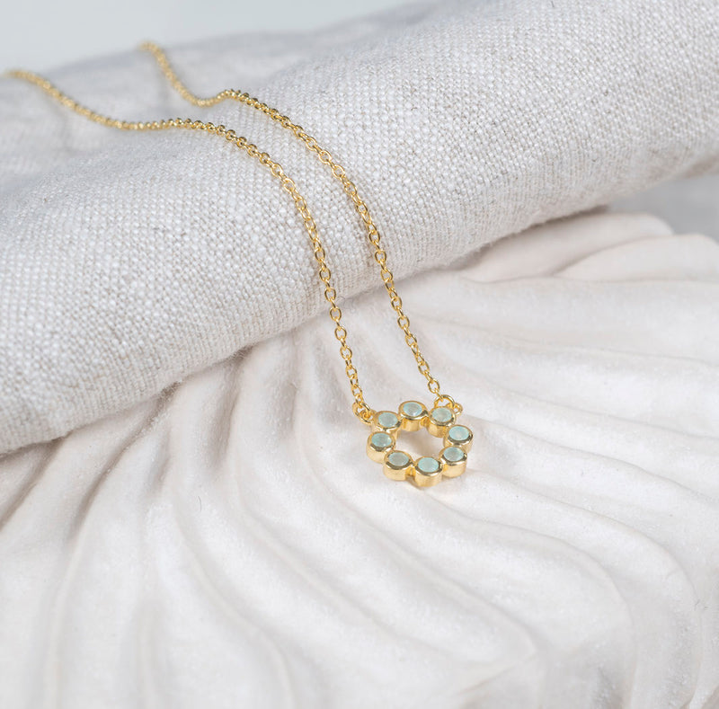 Ortigia Mini Aqua Chalcedony & Gold Vermeil Necklace