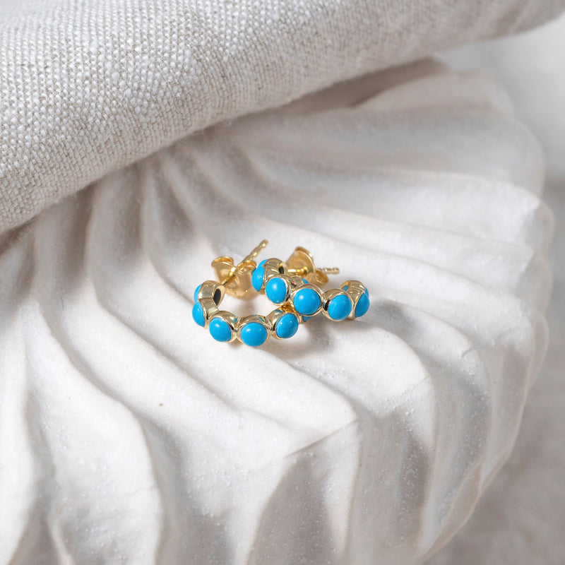 Ortigia Mini Turquoise & Gold Vermeil Hoop Earrings