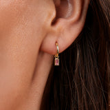 Venice Pink Tourmaline Gold Huggie Hoop Earrings