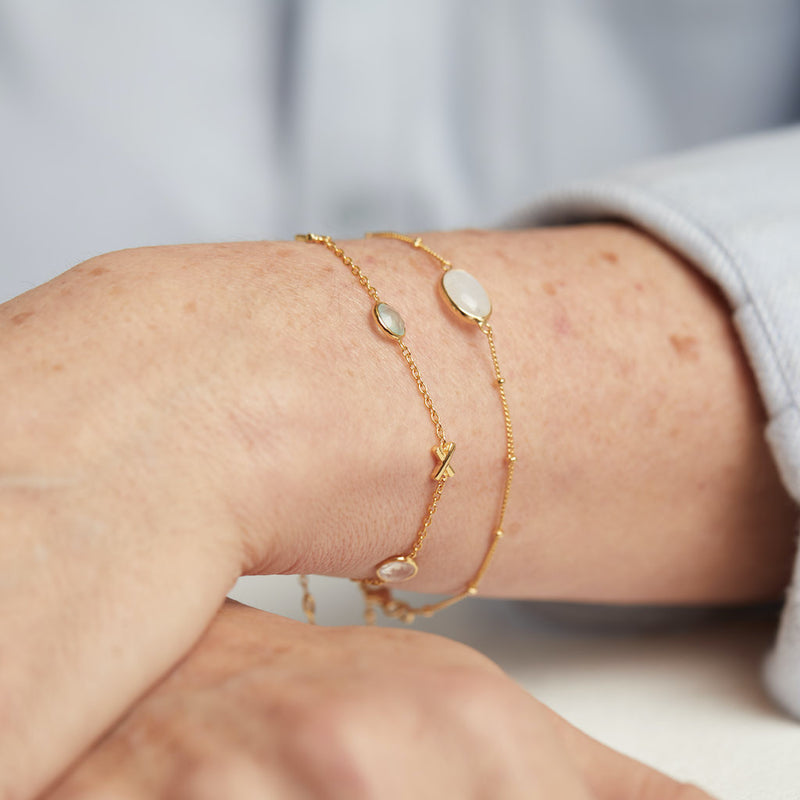 Pollara Moonstone  & Gold Vermeil Beaded Bracelet