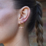 Havana Flamingo Pink Enamel and Gold Vermeil T-Bar Hoop Earrings