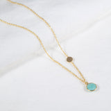 Salina Gold Vermeil Disc & Amazonite Necklace-Auree Jewellery