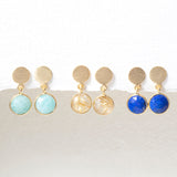 Salina Amazonite & Gold Vermeil Disc Earrings-Auree Jewellery