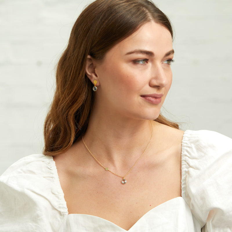 Salina Gold Vermeil Disc & Blue Topaz Earrings