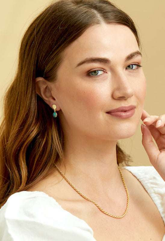 Salina Chrysocolla Earrings Gold Auree Jewellery