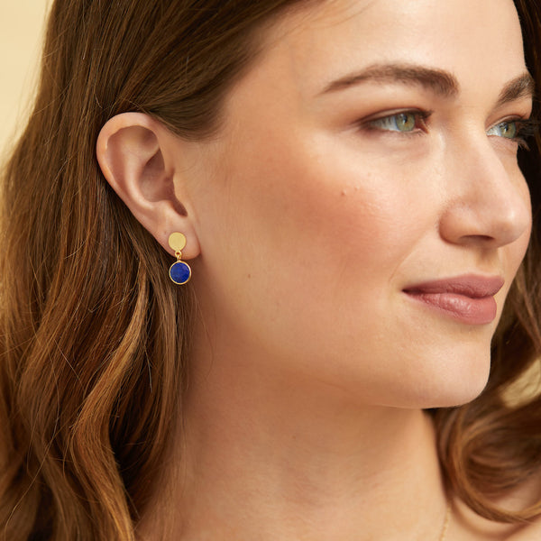 Salina Gold Vermeil Disc & Lapis Lazuli Earrings