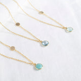 Salina Gold Vermeil Disc & Aqua Chalcedony Necklace-Auree Jewellery