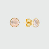 Savanne Gold Vermeil & Rose Quartz Stud Earrings-Auree Jewellery