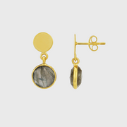 Signum Gold Vermeil Disc & Labradorite Earrings
