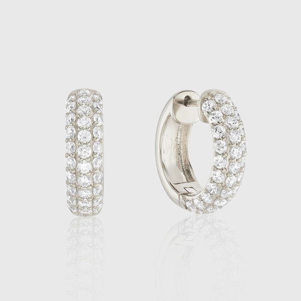 Auree x @theeditbutton Large Silver and Cubic Zirconia Round Hoops