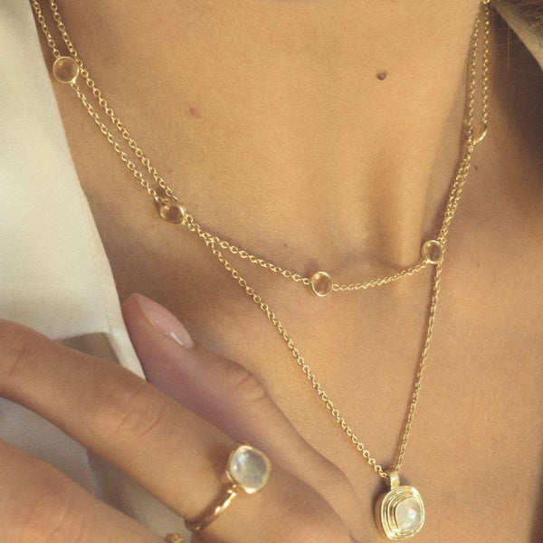 Antibes Citrine and Gold Vermeil Station Necklace