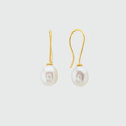Thurloe White Pearl & 9ct Gold Drop Earrings