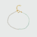 Sapa White Pearl & Aquamarine Nugget Bracelet