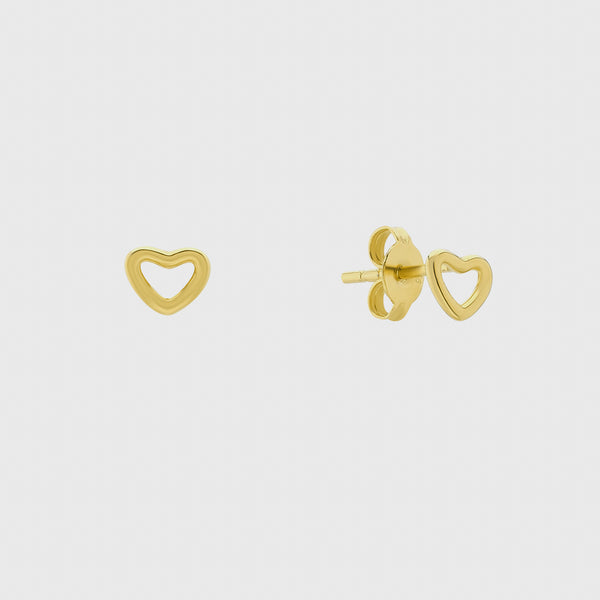 Verona Mini Gold Vermeil Love Heart Stud Earrings-Auree Jewellery