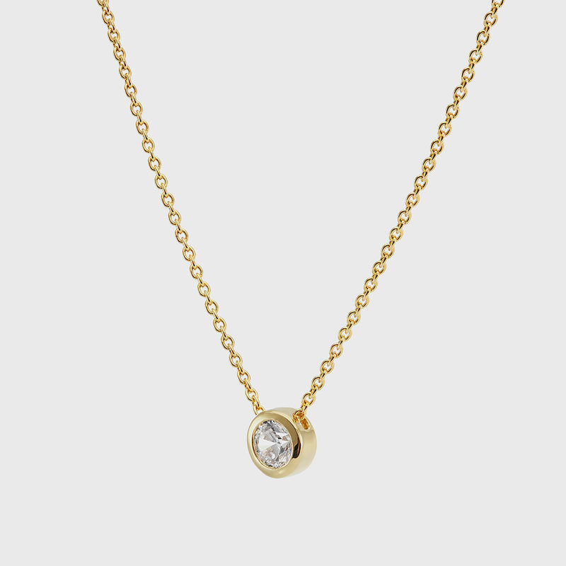 Cubic Zirconia Solitaire Necklace Gold Plated Auree Jewellery