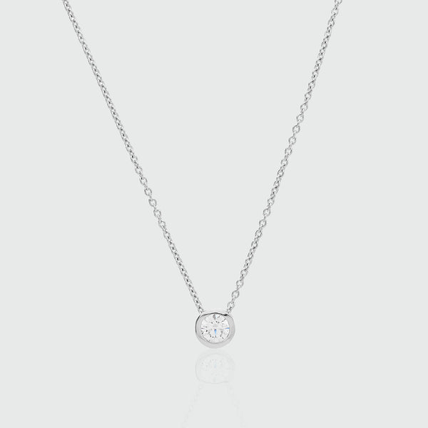 Verona Silver and Cubic Zirconia Solitaire Necklace