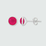 Antibes Sterling Silver & Fuchsia Pink Chalcedony Stud Earrings