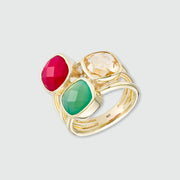 Brooklyn Triple Gemstone Gold Vermeil Ring