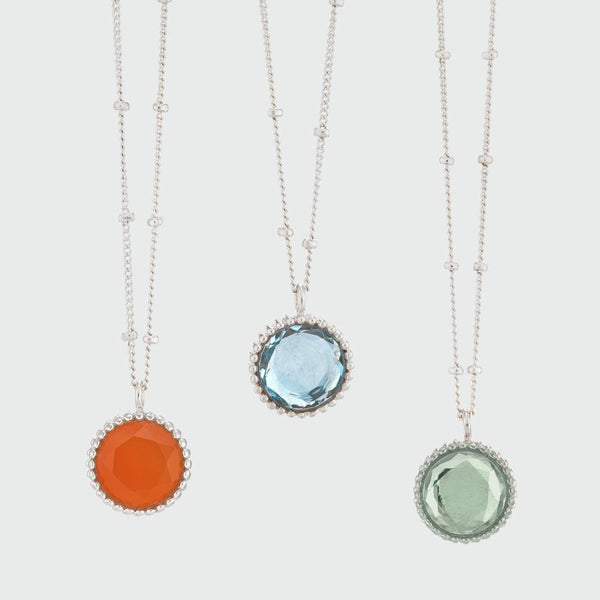 Barcelona Silver Birthstone Necklace