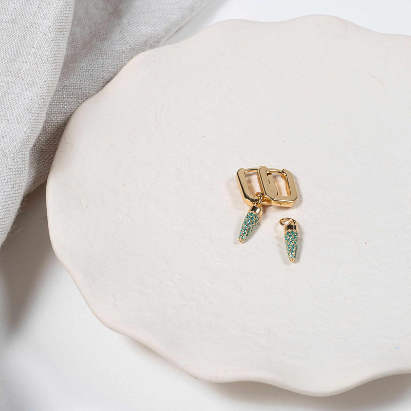 Auree x @theeditbutton Gold and Green Cubic Zirconia Pointed Drops-Auree Jewellery