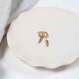 Auree x @theeditbutton Gold Interchangeable Hoop & Green Pointed Drop Earrings-Auree Jewellery