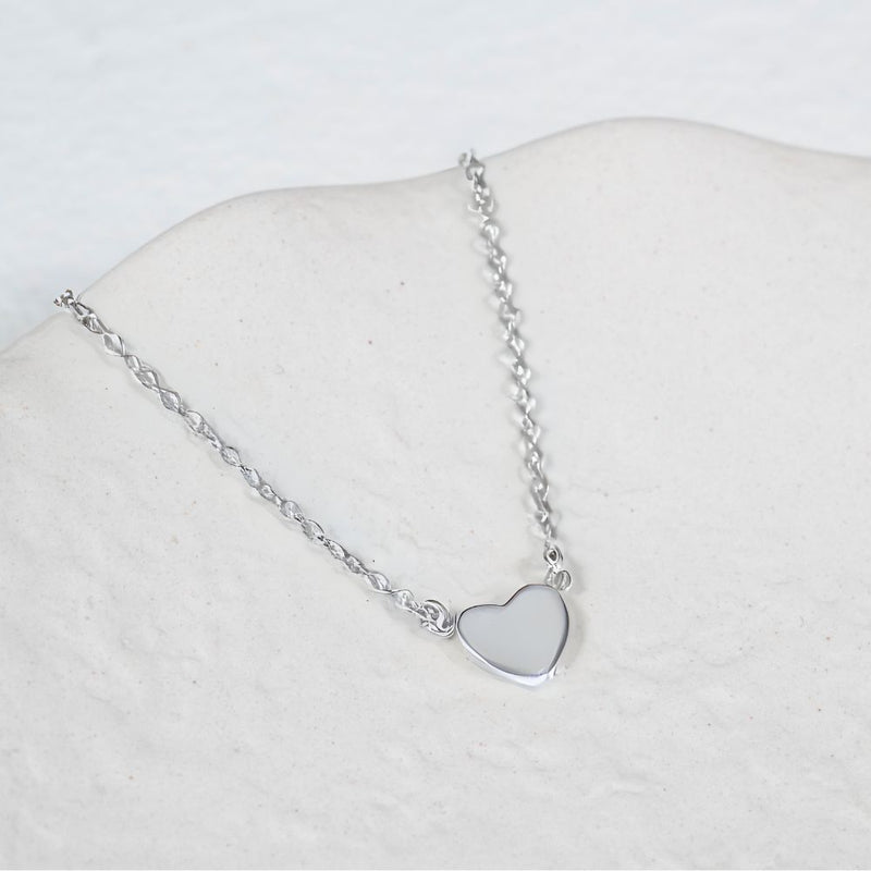 Verona Sterling Silver Full Heart Necklace-Auree Jewellery