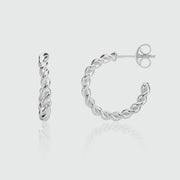 Alhambra Piccolo Twisted Sterling Silver Hoop Earrings-Auree Jewellery