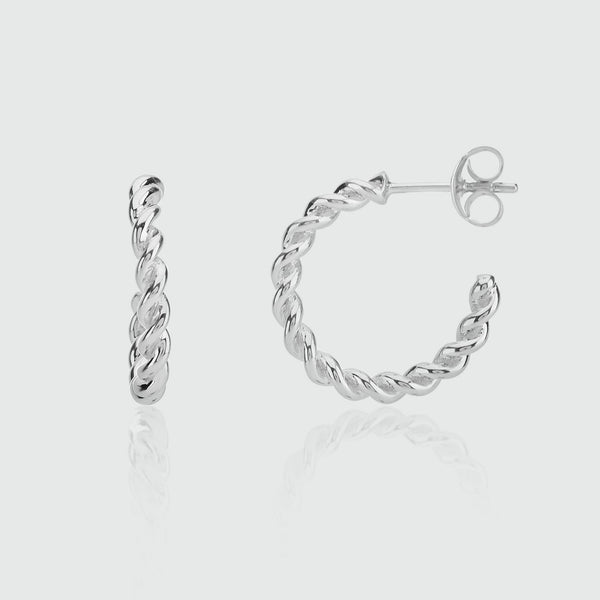 Alhambra Piccolo Twisted Sterling Silver Hoop Earrings