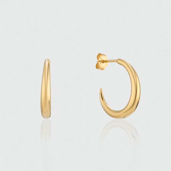 Alta Gold Vermeil Crescent Shaped Hoops-Auree Jewellery