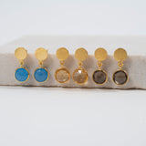 Salina Gold Vermeil & Blue Chalcedony Disc Earrings-Auree Jewellery