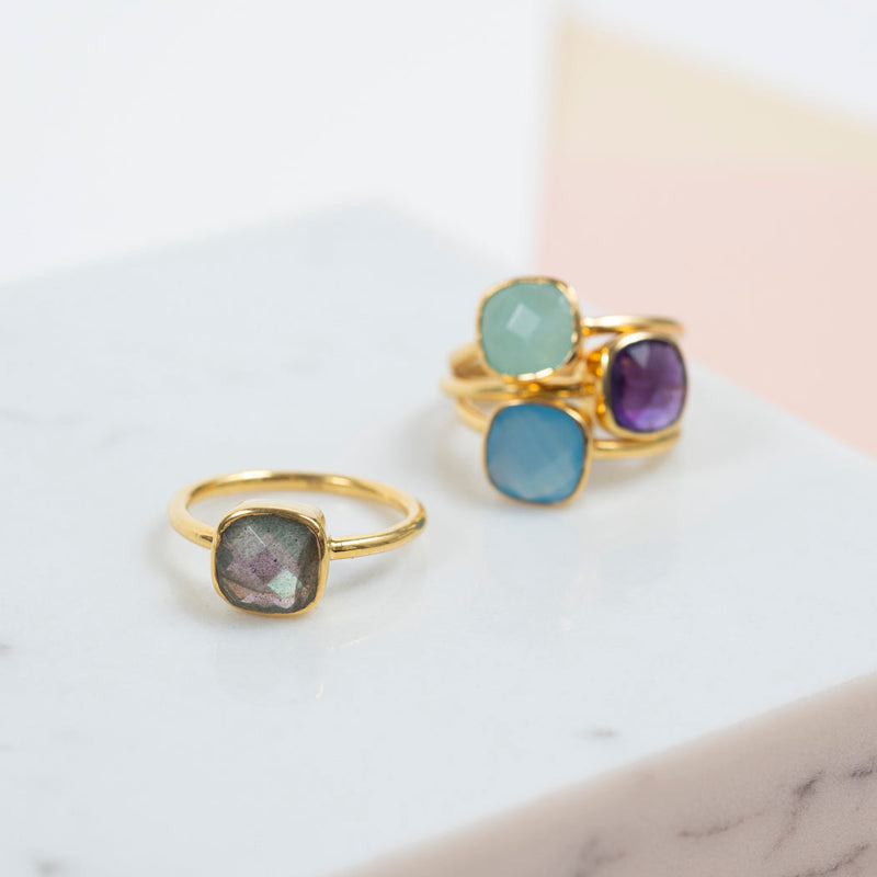 Mondello Labradorite Gold Vermeil Ring-Auree Jewellery