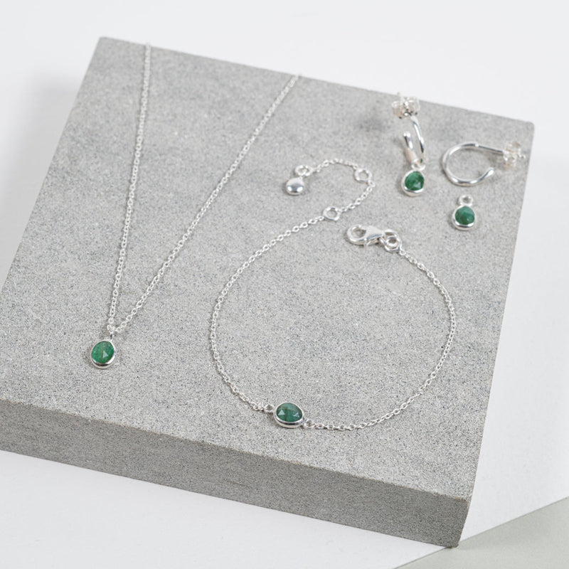 Hampton Emerald & Sterling Silver Necklace-Auree Jewellery