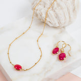 Pollara Fuchsia Pink Chalcedony & Gold Vermeil Beaded Necklace