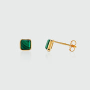 Aurora Malachite & Gold Vermeil Square Stud Earrings
