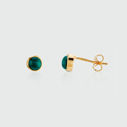 Aurora Malachite & Gold Vermeil Cabouchon Stud Earrings-Auree Jewellery