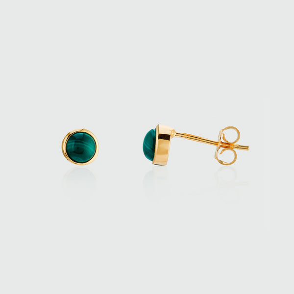Aurora Malachite & Gold Vermeil Cabouchon Stud Earrings