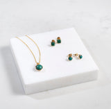 Aurora Malachite & Gold Vermeil Cabouchon Stud Earrings-Auree Jewellery