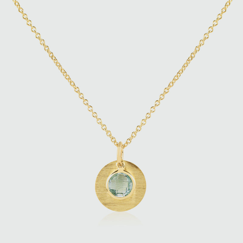 Bali 9ct Gold Blue Topaz March Birthstone Necklace-Auree Jewellery