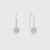 Barcelona Silver April Crystal Birthstone Hook Earrings-Auree Jewellery