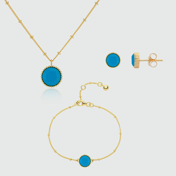 Barcelona December Birthstone Turquoise & Gold Vermeil Jewellery Set-Auree Jewellery