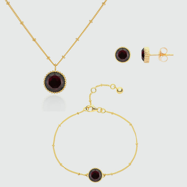 January Birthstone Garnet Gold Vermeil Jewellery Set Auree Jewellery