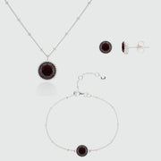 Barcelona January Birthstone Garnet & Silver Jewellery Set-Auree Jewellery