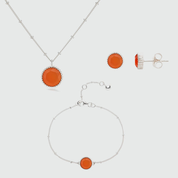 Barcelona July Birthstone Carnelian & Silver Jewellery Set-Auree Jewellery