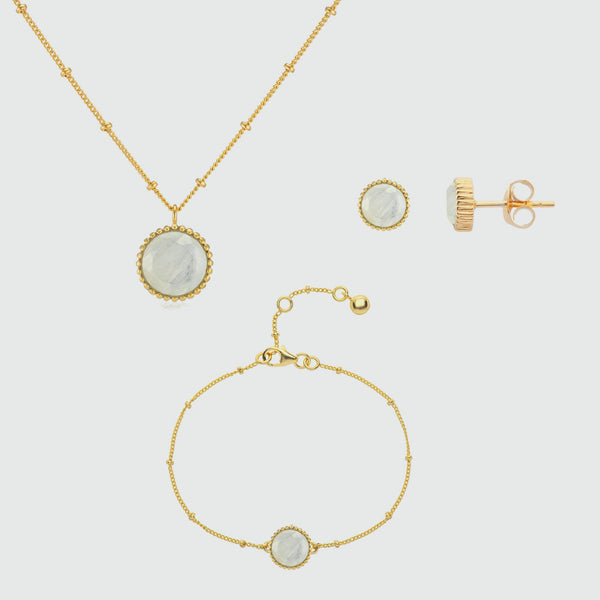 Barcelona June Birthstone Moonstone & Gold Vermeil Jewellery Set-Auree Jewellery