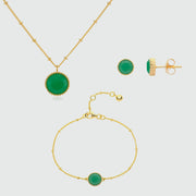 Barcelona May Birthstone Chrysoprase & Gold Vermeil Jewellery Set-Auree Jewellery