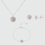 Barcelona October Birthstone Rose Quartz & Silver Jewellery Set