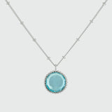 Barcelona Silver March Blue Topaz Birthstone Necklace-Auree Jewellery
