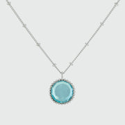 Barcelona Silver March Blue Topaz Birthstone Necklace-Auree Jewellery