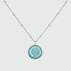 Barcelona Silver March Blue Topaz Birthstone Necklace-Auree Jewellery